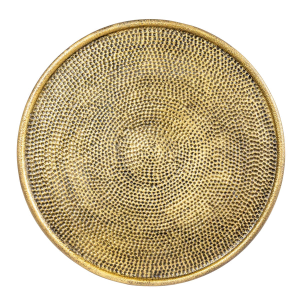 Rowena Interiors Hammered Aluminum Round Side Table Artisan Textured Matte Finish for Living Room or Bedroom Antique Bronze 99.5% Iron, 0.5% Velvet EC1915