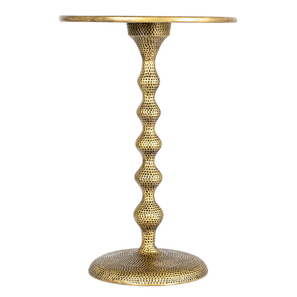 Rowena Interiors Hammered Aluminum Round Side Table Artisan Textured Matte Finish for Living Room or Bedroom Antique Bronze 99.5% Iron, 0.5% Velvet EC1915