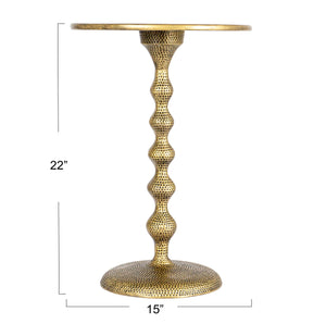 Rowena Interiors Hammered Aluminum Round Side Table Artisan Textured Matte Finish for Living Room or Bedroom Antique Bronze 99.5% Iron, 0.5% Velvet EC1915