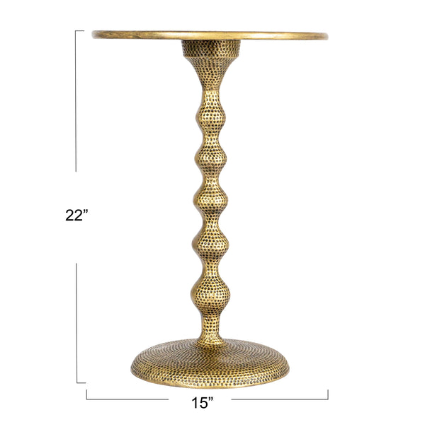 Rowena Interiors Hammered Aluminum Round Side Table Artisan Textured Matte Finish for Living Room or Bedroom Antique Bronze 99.5% Iron, 0.5% Velvet EC1915