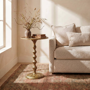 Rowena Interiors Hammered Aluminum Round Side Table Artisan Textured Matte Finish for Living Room or Bedroom Antique Bronze 99.5% Iron, 0.5% Velvet EC1915