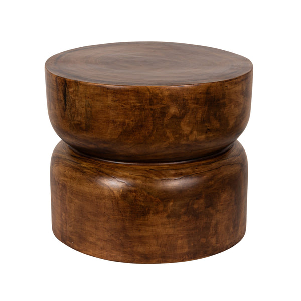 Rowena Interiors Paulownia Wood Sculptural Hourglass Coffee Table with Walnut Finish for Modern Living EC1919