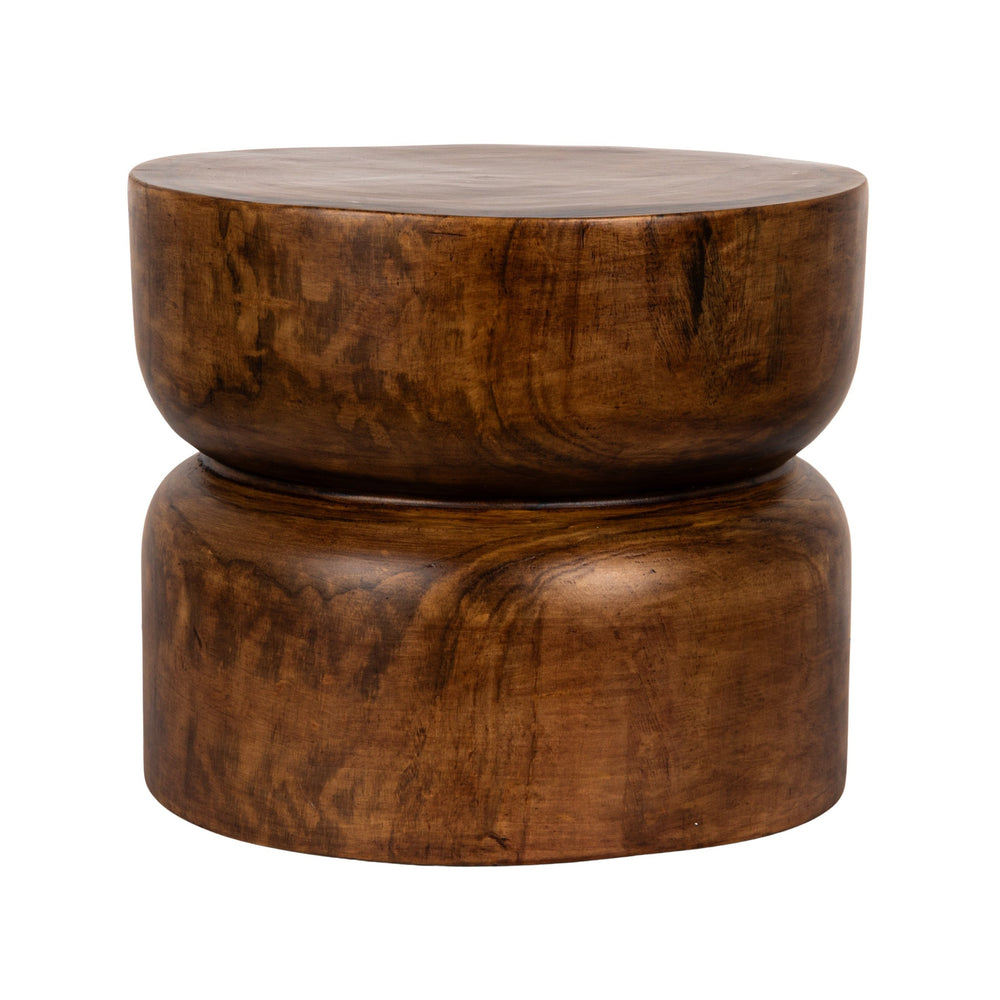 Rowena Interiors Paulownia Wood Sculptural Hourglass Coffee Table with Walnut Finish for Modern Living EC1919