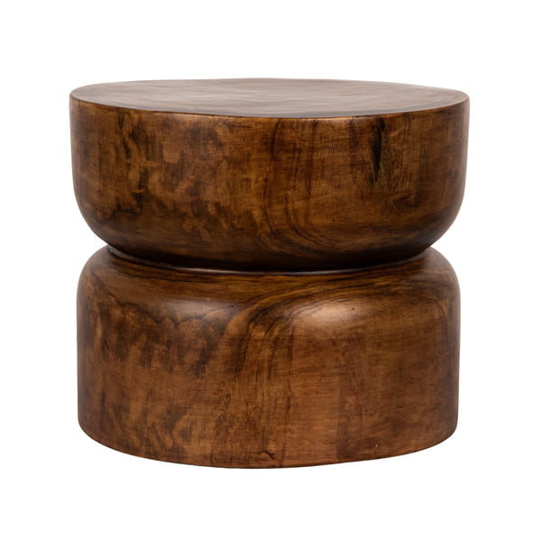 Rowena Interiors Paulownia Wood Sculptural Hourglass Coffee Table with Walnut Finish for Modern Living EC1919
