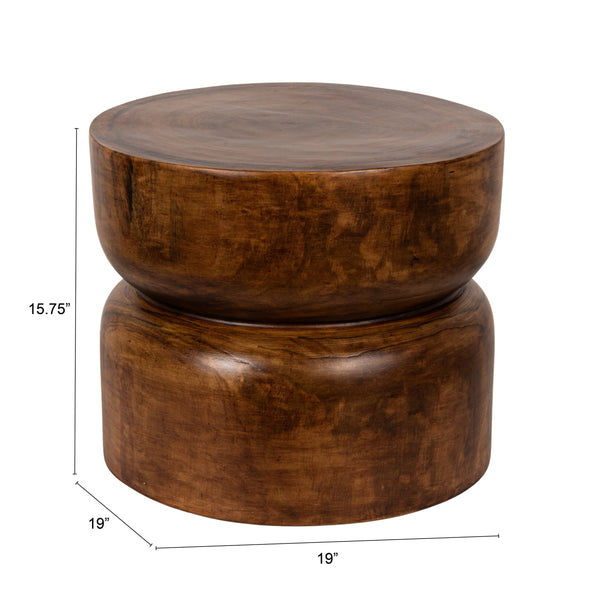 Rowena Interiors Paulownia Wood Sculptural Hourglass Coffee Table with Walnut Finish for Modern Living EC1919