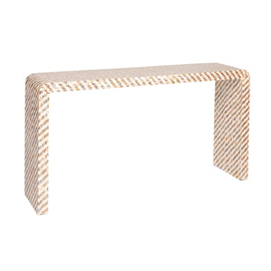 Rowena Interiors Mother of Pearl Shell Inlay Waterfall Console Table Sculptural Entryway Accent EC1924