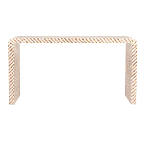 Rowena Interiors Mother of Pearl Shell Inlay Waterfall Console Table Sculptural Entryway Accent EC1924