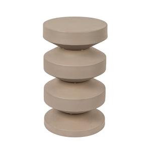 Rowena Interiors Stacked Disc Metal Side Table Sculptural Geometric Form for Modern Living Spaces Beige EC1925