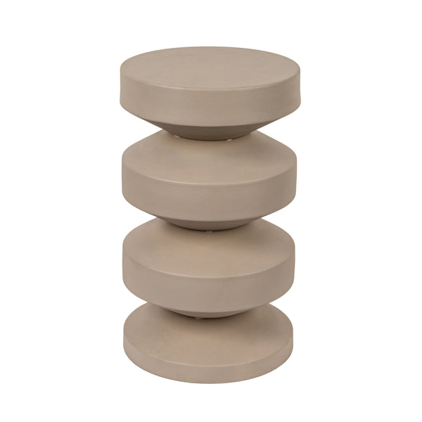 Rowena Interiors Stacked Disc Metal Side Table Sculptural Geometric Form for Modern Living Spaces Beige EC1925