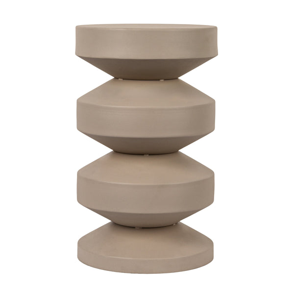 Rowena Interiors Stacked Disc Metal Side Table Sculptural Geometric Form for Modern Living Spaces Beige EC1925