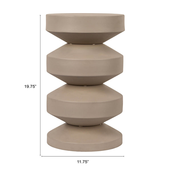 Rowena Interiors Stacked Disc Metal Side Table Sculptural Geometric Form for Modern Living Spaces Beige EC1925
