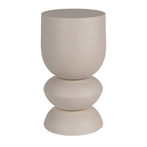 Rowena Interiors Stacked Orb Metal Side Table Sculptural Matte Finish for Living Room or Bedroom Beige EC1927