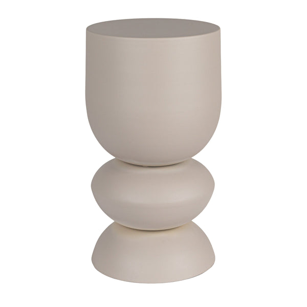 Rowena Interiors Stacked Orb Metal Side Table Sculptural Matte Finish for Living Room or Bedroom Beige EC1927