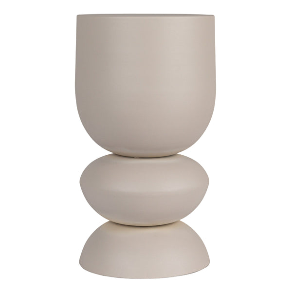 Rowena Interiors Stacked Orb Metal Side Table Sculptural Matte Finish for Living Room or Bedroom Beige EC1927