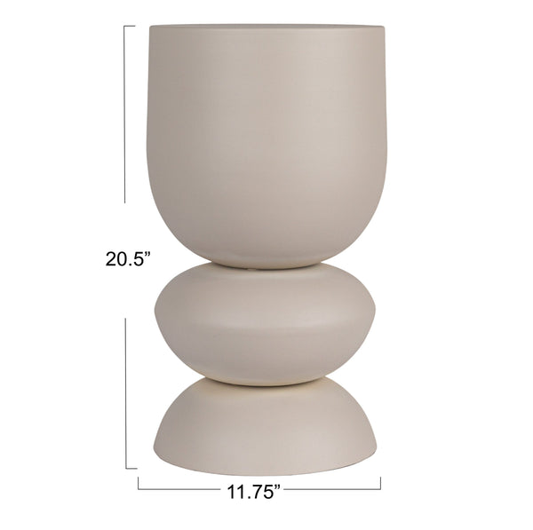 Rowena Interiors Stacked Orb Metal Side Table Sculptural Matte Finish for Living Room or Bedroom Beige EC1927
