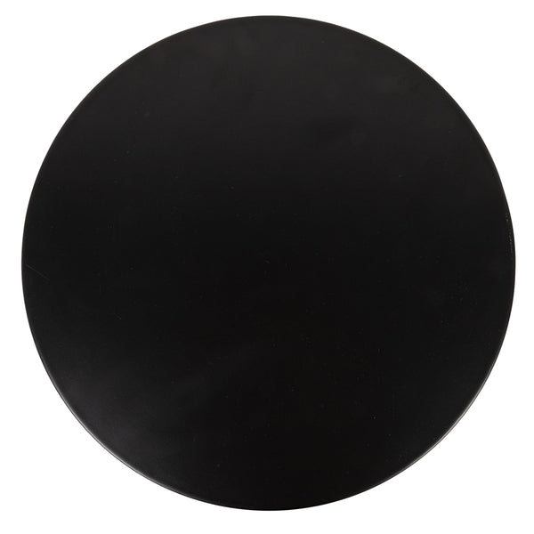 Rowena Interiors Pleated Column Metal Round Side Table Matte Black Industrial Living Room Accent EC1930
