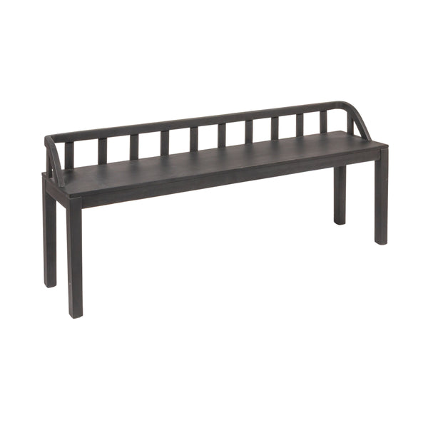 Rowena Interiors Mango Wood Solid Hardwood Entryway Bench Low Profile Farmhouse Bedroom Accent Black EC1938