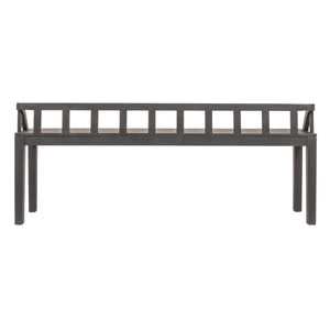 Rowena Interiors Mango Wood Solid Hardwood Entryway Bench Low Profile Farmhouse Bedroom Accent Black EC1938