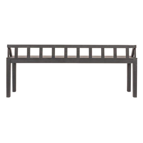 Rowena Interiors Mango Wood Solid Hardwood Entryway Bench Low Profile Farmhouse Bedroom Accent Black EC1938
