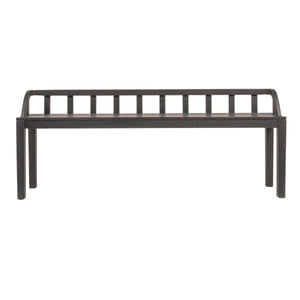 Rowena Interiors Mango Wood Solid Hardwood Entryway Bench Low Profile Farmhouse Bedroom Accent Black EC1938