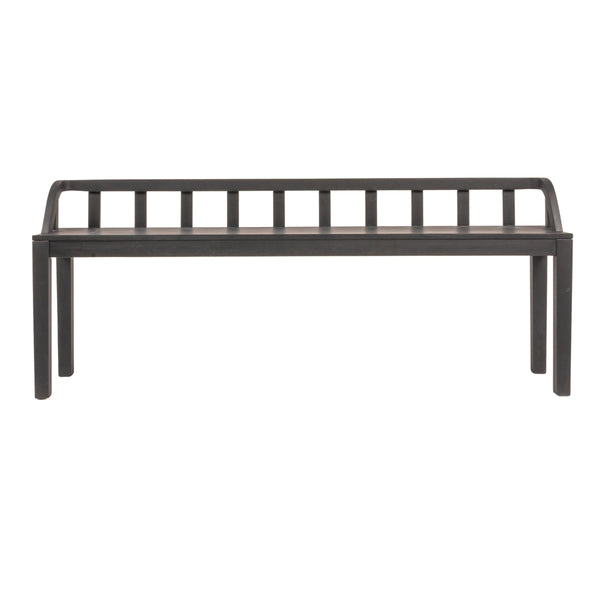Rowena Interiors Mango Wood Solid Hardwood Entryway Bench Low Profile Farmhouse Bedroom Accent Black EC1938