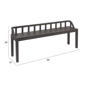 Rowena Interiors Mango Wood Solid Hardwood Entryway Bench Low Profile Farmhouse Bedroom Accent Black EC1938
