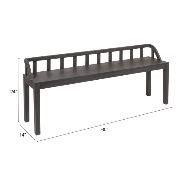 Rowena Interiors Mango Wood Solid Hardwood Entryway Bench Low Profile Farmhouse Bedroom Accent Black EC1938