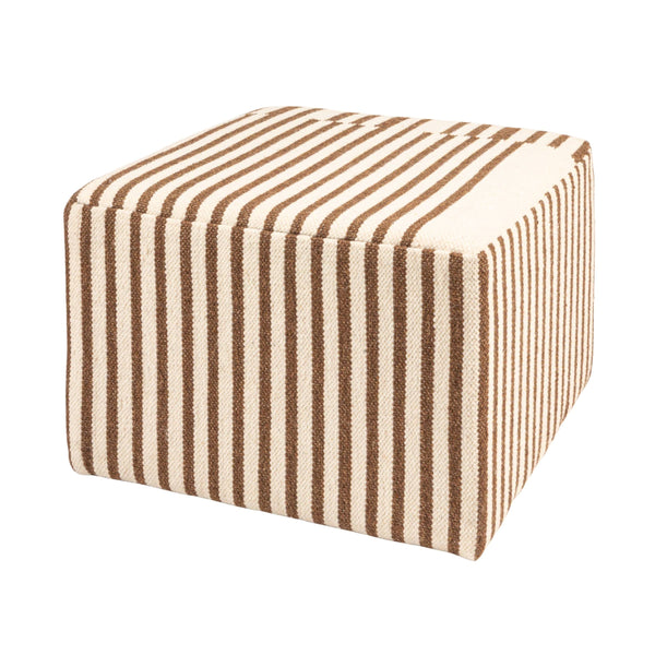 Rowena Interiors Wool Kilim Square Ottoman with Reclaimed Wood Base for Bohemian Living Rooms EC1950