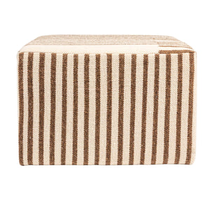 Rowena Interiors Wool Kilim Square Ottoman with Reclaimed Wood Base for Bohemian Living Rooms EC1950