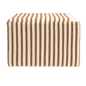 Rowena Interiors Wool Kilim Square Ottoman with Reclaimed Wood Base for Bohemian Living Rooms EC1950