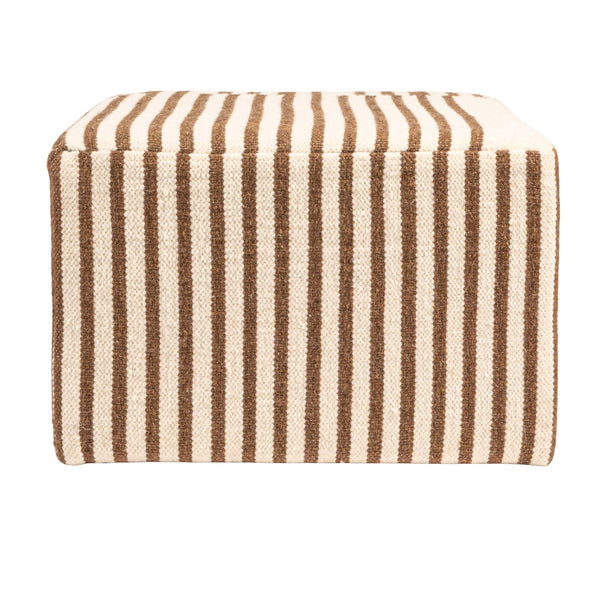 Rowena Interiors Wool Kilim Square Ottoman with Reclaimed Wood Base for Bohemian Living Rooms EC1950