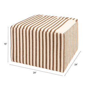 Rowena Interiors Wool Kilim Square Ottoman with Reclaimed Wood Base for Bohemian Living Rooms EC1950