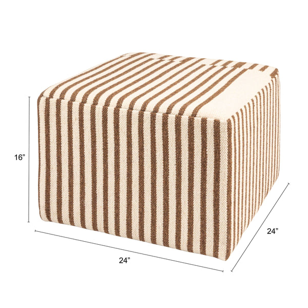Rowena Interiors Wool Kilim Square Ottoman with Reclaimed Wood Base for Bohemian Living Rooms EC1950
