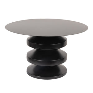 Rowena Interiors Stacked Disc Sculptural Metal Coffee Table Matte Black Accordion Art Piece EC1952