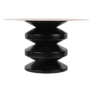 Rowena Interiors Stacked Disc Sculptural Metal Coffee Table Matte Black Accordion Art Piece EC1952