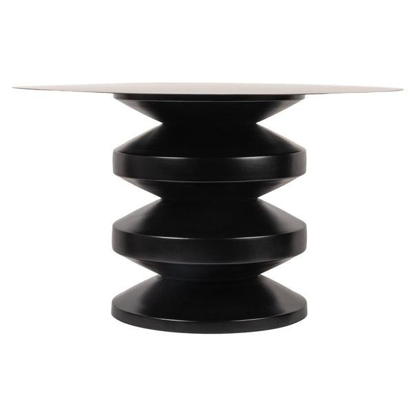 Rowena Interiors Stacked Disc Sculptural Metal Coffee Table Matte Black Accordion Art Piece EC1952