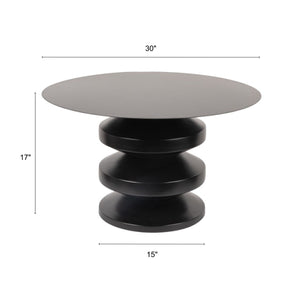Rowena Interiors Stacked Disc Sculptural Metal Coffee Table Matte Black Accordion Art Piece EC1952