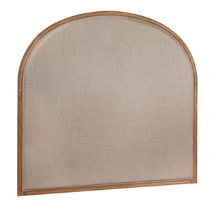 Rowena Interiors Solid Oak Arched Queen Headboard with Soft Linen Panel for Farmhouse Bedroom Decor EC1954