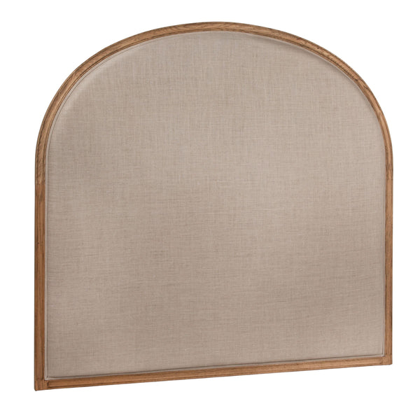 Rowena Interiors Solid Oak Arched Queen Headboard with Soft Linen Panel for Farmhouse Bedroom Decor EC1954