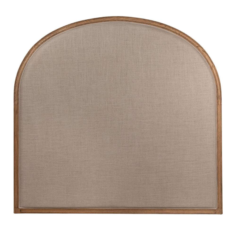 Rowena Interiors Solid Oak Arched Queen Headboard with Soft Linen Panel for Farmhouse Bedroom Decor EC1954