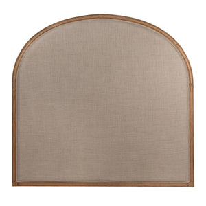 Rowena Interiors Solid Oak Arched Queen Headboard with Soft Linen Panel for Farmhouse Bedroom Decor EC1954