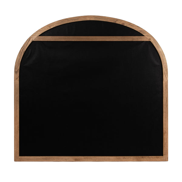 Rowena Interiors Solid Oak Arched Queen Headboard with Soft Linen Panel for Farmhouse Bedroom Decor EC1954