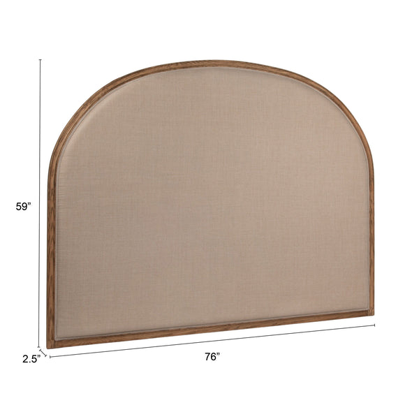 Rowena Interiors Solid Oak Arched King Headboard with Linen Upholstery for Modern Farmhouse Bedrooms EC1955