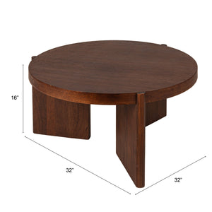 Rowena Interiors Round Mango Wood Coffee Table with Slatted Top and Tripod Base for Modern Living Rooms EC1956