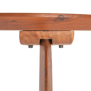 Rowena Interiors Pill-Shaped Solid Acacia Wood Dining Table with Sculptural Half Moon Base Seats Six Natural Finish EC1966