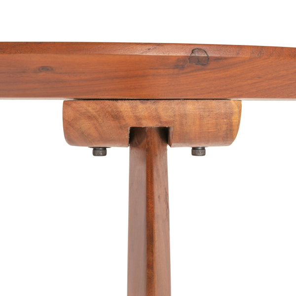 Rowena Interiors Pill-Shaped Solid Acacia Wood Dining Table with Sculptural Half Moon Base Seats Six Natural Finish EC1966
