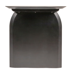 Rowena Interiors Pill-Shaped Solid Acacia Wood Dining Table with Sculptural Half Moon Base Seats Six Black Finish EC1967