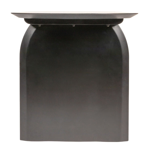 Rowena Interiors Pill-Shaped Solid Acacia Wood Dining Table with Sculptural Half Moon Base Seats Six Black Finish EC1967