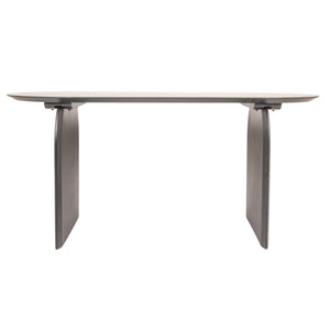 Rowena Interiors Pill-Shaped Solid Acacia Wood Dining Table with Sculptural Half Moon Base Seats Six Black Finish EC1967
