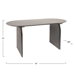 Rowena Interiors Pill-Shaped Solid Acacia Wood Dining Table with Sculptural Half Moon Base Seats Six Black Finish EC1967